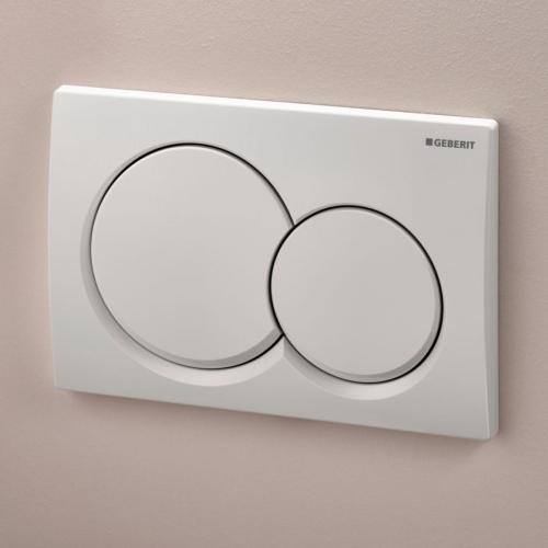 Geberit Alpha01 Round Dual Flush Plate - White 115.035.11.1