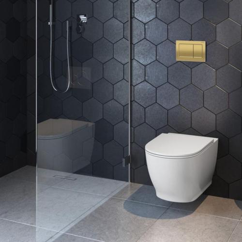 Geberit Alpha01 Square Dual Flush Plate - Brass 115.055.QE.1