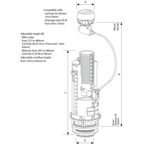 Siamp Optima 50 Universal Dual Flush Cable Valve And Push Button 32500210