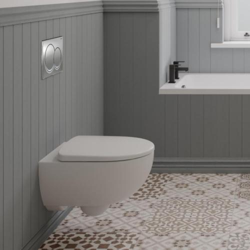 Geberit Wall-Hung 4-in-1 Frame, Flush Plate, Selnova Rimless Pan & Soft Close Seat Pack 118.362.21.2