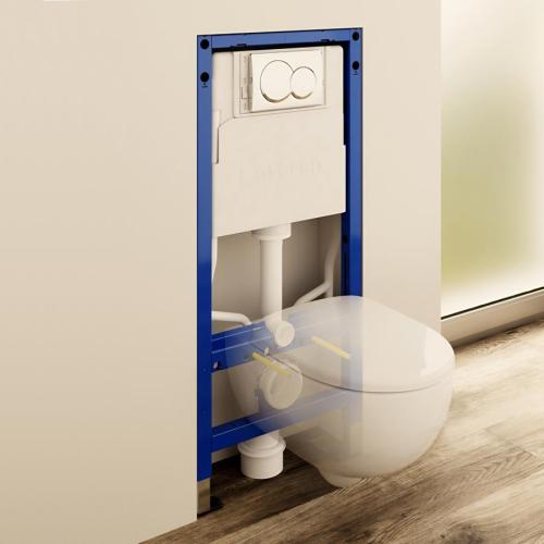 Geberit Wall-Hung 4-in-1 Frame, Flush Plate, Selnova Rimless Pan & Soft Close Seat Pack 118.362.21.2
