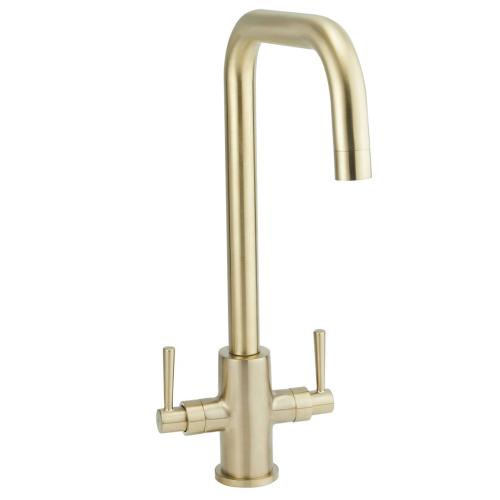 Highlife Don Twin Lever Sink Mixer Brushed Brass 13231R