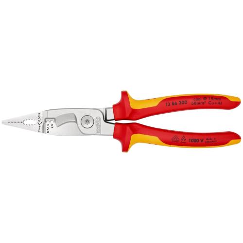 Knipex Pliers for Electrical Installation Insulated VDE Chrome-plated 200mm 13 86 200