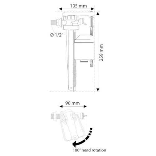 Wirquin Jollyfill Side Entry Inlet Float Valve for All Tanks 10120701