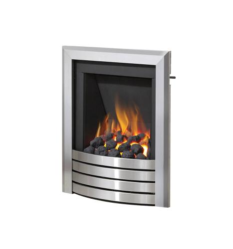 Be Modern Design Slimline Radiant Inset Gas Fire in Brushed Steel Finish 17002X