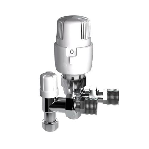 Inta I-THERM 10/8mm Angled Thermostatic Radiator Valve Twin Pack 108TWINA