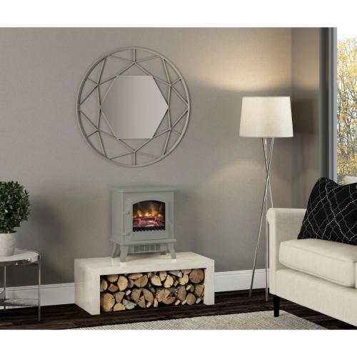 Be Modern Colman Electric Stove in French Grey with Log Bed 27502