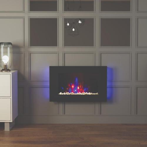 Be Modern Azonto Electric Wall Fire Black Glass 28517