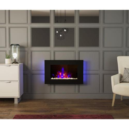 Be Modern Azonto Electric Wall Fire Black Glass 28517