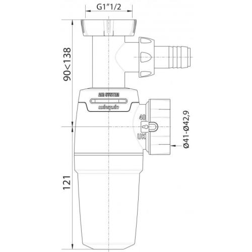 Wirquin Neo Air 1.5" Telescopic Bottle Trap with WMC - The Zero Leak Trap 30120439