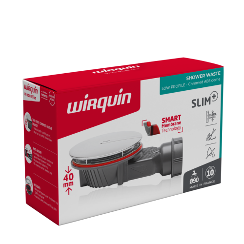 Wirquin SLIM+ Extra Flat Shower Waste 90mm - Chrome Plated ABS Dome 30723374