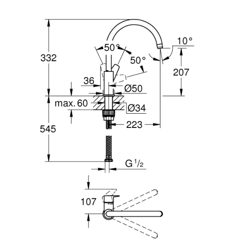Grohe BauEdge Single-lever Sink Mixer 31233001