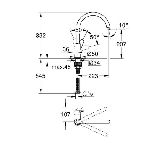 GROHE BauEdge Kitchen Mixer Tap with Swivel Spout 31367001