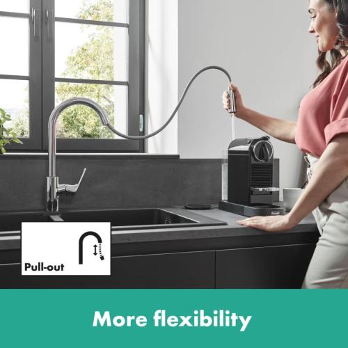 Hansgrohe Focus Kitchen Tap with Pull Out Spray and 150Â° Swivel Range