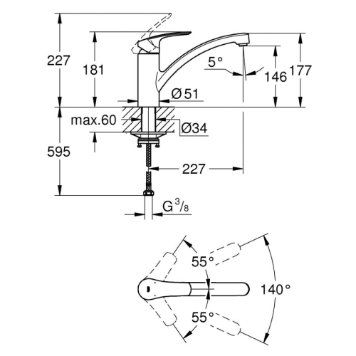 Grohe Eurosmart Single-lever Sink Mixer 33281003