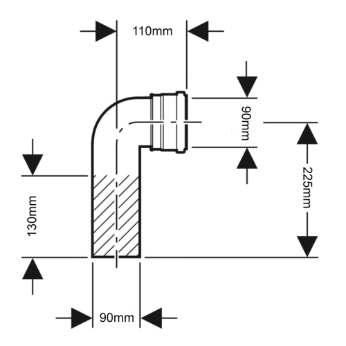 Geberit HDPE Connection Bend 90Â° for Wall-Hung WC 366.061.16.1