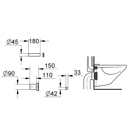 Grohe WC Inlet and Outlet Connecting Set 37311K00