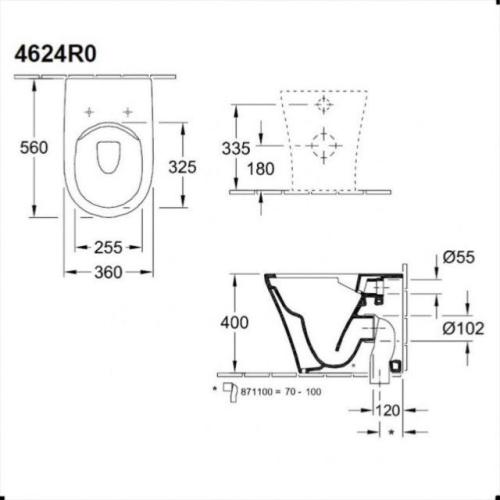 Villeroy & Boch O.Novo Back To Wall Rimless Toilet Pan 4624R001