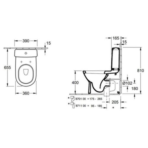 Villeroy & Boch O.Novo Compact Close Coupled Toilet Pan 4625R001