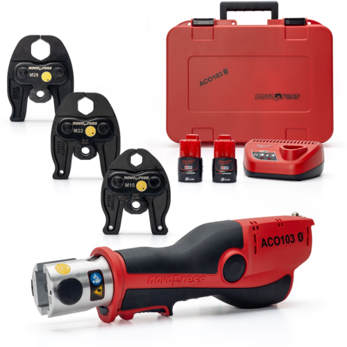 Novopress ACO103 Pressing Tool - 3x Profile-M Jaws - 2x 2Ah Battery Kit 497788062-50001