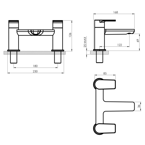 Francis Pegler Cardona Bath Filler Chrome 4K6076