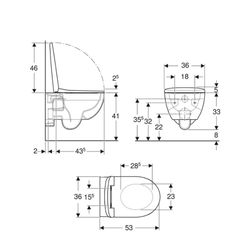 Geberit Selnova Premium Wall-hung WC Washdown Semi-shrouded Rimfree 501.750.00.1