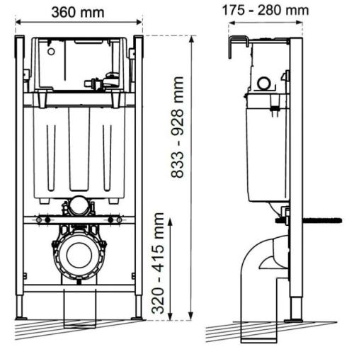 Wirquin Initio 0.8m Wall Hung WC Frame 50120511