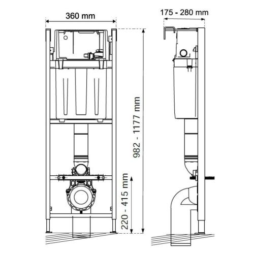 Wirquin Initio 1m Wall Hung WC Frame 50120565