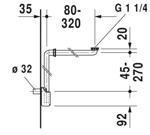 Duravit Space-saving siphon White 0050760000