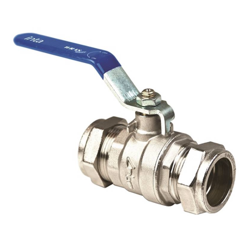 Inta 22mm Full Bore Compression Ball Valve Blue Lever Handle LBV209322B