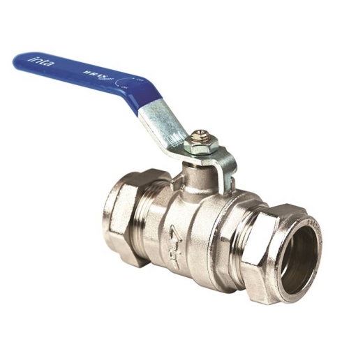 Inta 35mm Full Bore Compression Ball Valve Blue Lever Handle LBV209335B