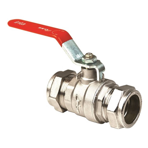 Inta 42mm Full Bore Compression Ball Valve Red Lever Handle LBV209342R