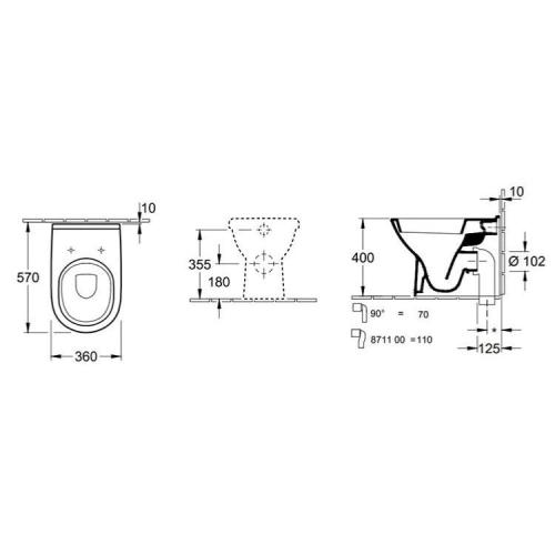 Villeroy & Boch O.Novo Back to Wall Toilet Pan 56571001