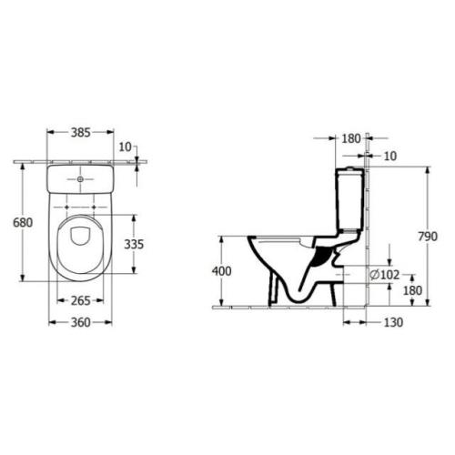 Villeroy & Boch O.novo Open Back Rimless Close Coupled Toilet Pan 5661R001