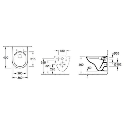 Villeroy & Boch O.Novo Wall Hung Toilet Pan 56881001
