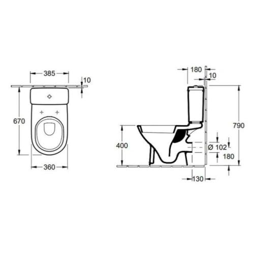 Villeroy & Boch O.novo Compact Rimless Close Coupled Toilet Pan 5689R001