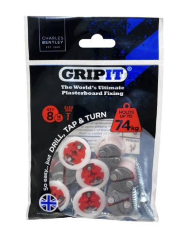Gripit 18MM Fixings with 5 X 30MM Screws X8 182-258