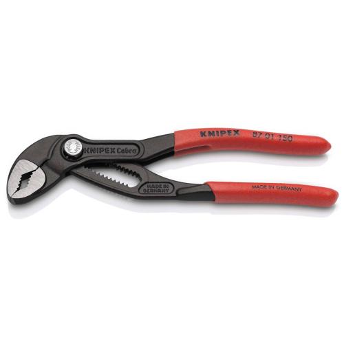 Knipex Cobra High-Tech Water Pump Pliers Plastic Coated Grey Atramentized 150mm 87 01 150