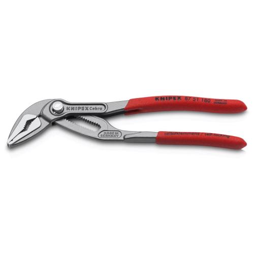 Knipex Cobra ES Water Pump Pliers Extra-slim Plastic Coated Grey Atramentized 180mm 87 51 180