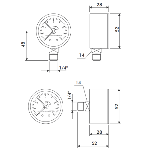 Inta Pressure Gauge 0-6 bar Back Connection GP1576006