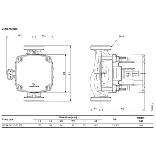 Grundfos UPS4 GO 25-65 130 - 93074168