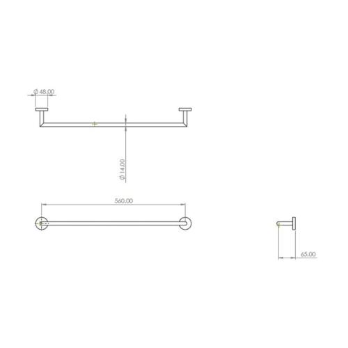Abacus ISO PRO Single Towel Rail Matt Anthracite ACGE-446-2601