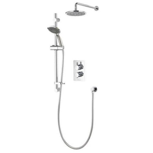 Aqualisa AQ Concealed Thermostatic Valve with Adjustable Kit & Fixed Wall Head Round AQRNDCV2