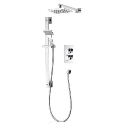 Aqualisa AQ Concealed Thermostatic Valve with Adjustable Kit & Fixed Wall Head Square AQSQDCV2