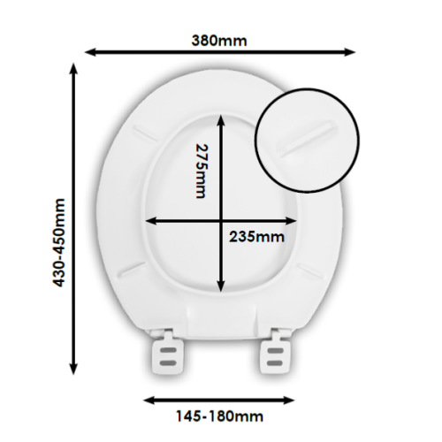 Wirquin Emerald Universal Toilet Seat & Cover, White, Bottom Fix Hinge