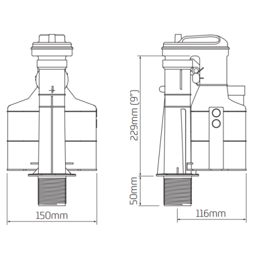 Thomas Dudley S1-11 two Part 9 inch Turbo Lever Flush Syphon 318743
