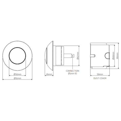 Thomas Dudley 91 mm Dome Single Flush Chrome Toilet Push Button 316562