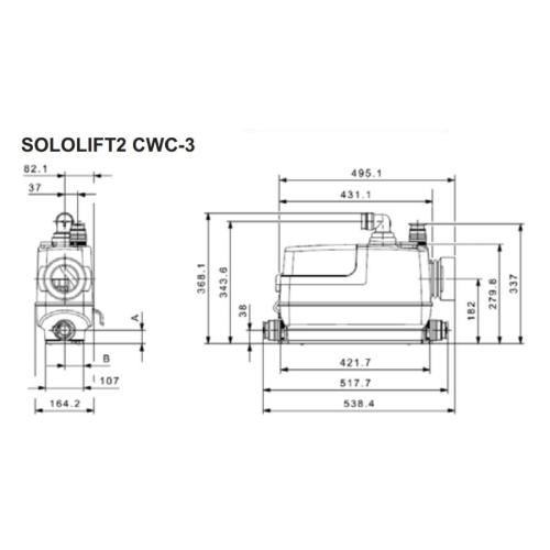 Grundfos SOLOLIFT2 CWC-3 Macerator For Wall Hung WC 97775331