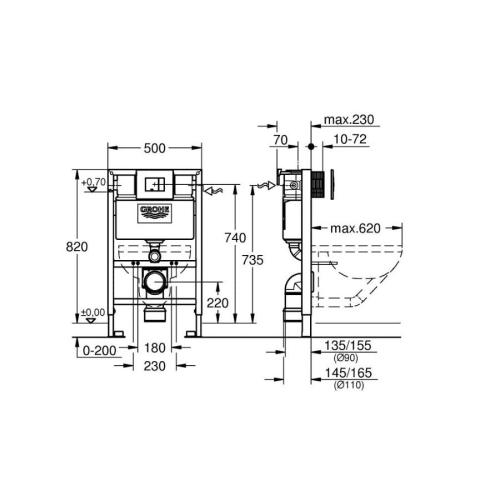 Grohe 38773000 Rapid SL Cosmo 3 In 1 Pack For WC Frame