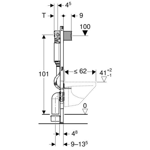 Geberit Duofix 1120mm Wall Hung WC Toilet Frame With 120mm Omega Cistern Blue 111.061.00.1